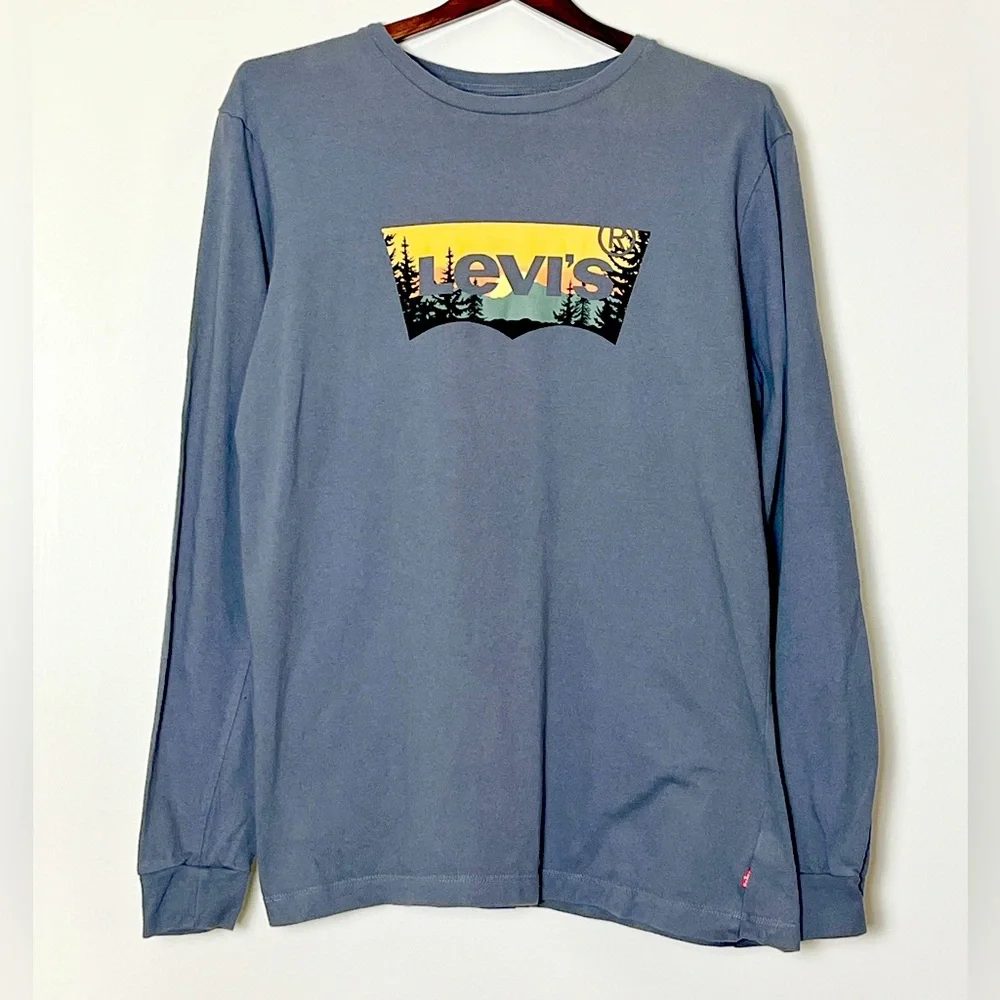 Levi’s Logo T-Shirt Men’s Medium Gray‎ Western Desert Cowboy Americana Heritage
